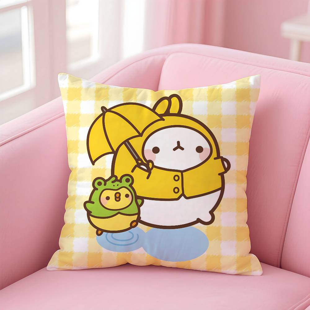 Каваи Мультяшный M-Molangs Аниме Наволочка Комфорт Диван-кровать Шелковистый Элегантный Невидимая Молния На Заказ Декоративная Наволочка 16x16Inch