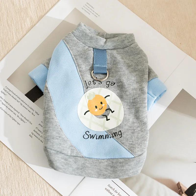 Cute Little Penguin Striped Strap In Autumn and Winter Two Leg Dog Hoodie Cat Thin Velvet Pet Teddy Clothes Dog Hoodie