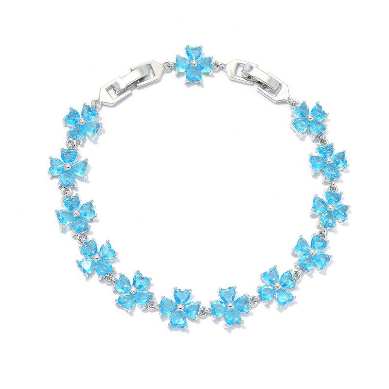 Trend Jewelry Wind Four-Leaf Clover Bracelet Light Luxury Zircon White Gold Bracelet