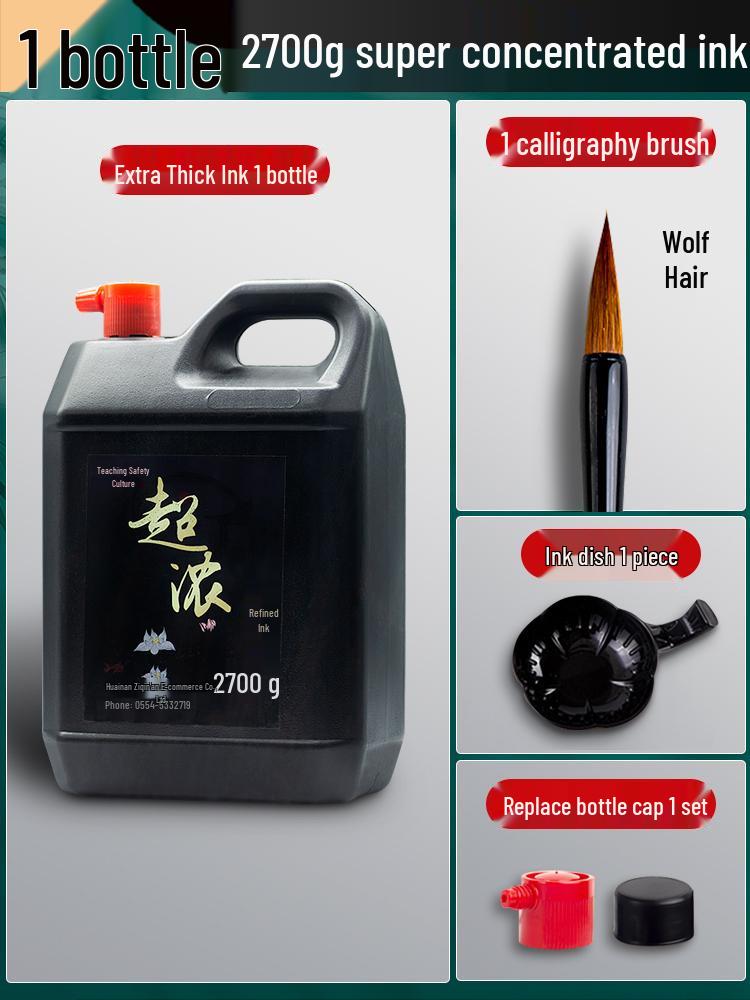 2700g Super Concentrated Calligraphy Ink Set, Large Bottle with Brush Pen for Beginners, Suitable for Construction Site Use and Chinese Painting.