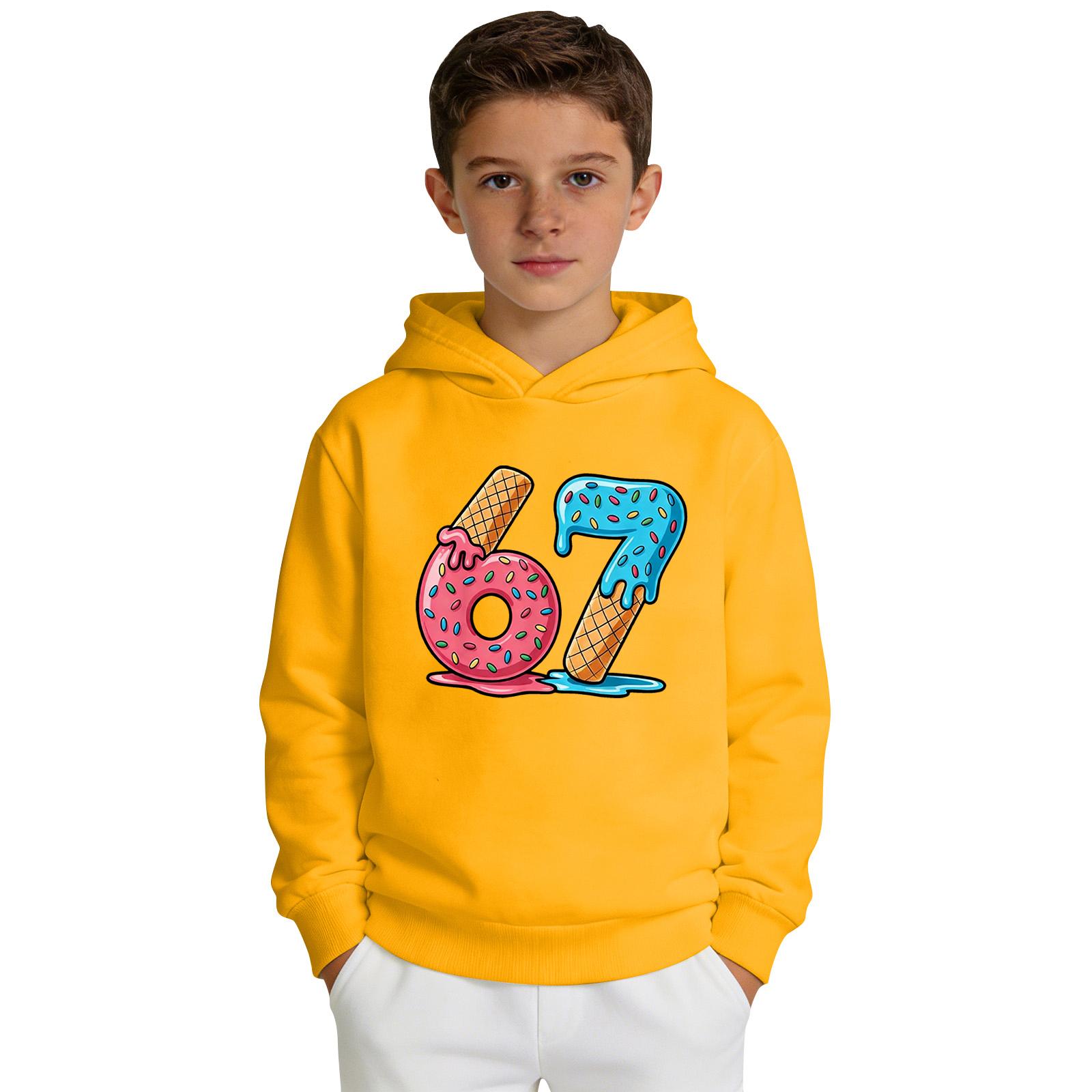 

Boys Printed Hooded Long-Sleeve Sweatshirt Casual Sports Comfort Sweatshirt 160