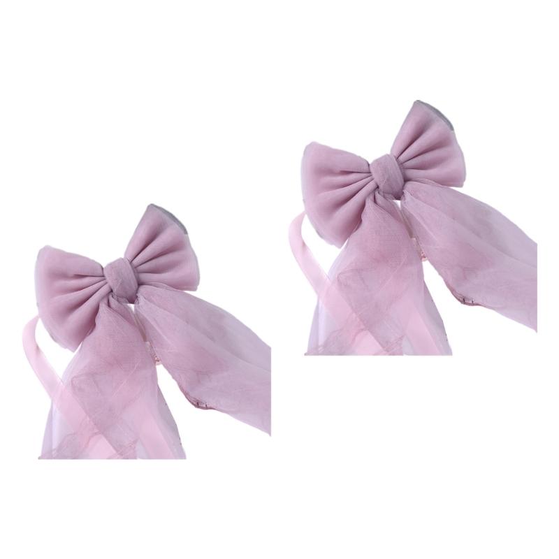 

2Pieces Lace Bows Curtain Tiebacks Elegant Color Ribbon Holdbacks for Home and Office Decoration темно-фіолетовий колір