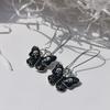 Retro Gothic Black Drip Glaze Butterfly Sliver Color Skull Embossment Pendant Dangle Earrings for Women Halloween Party Jewelry