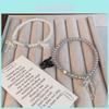 Elegant Cat Bowknot Pendant Beaded Pearl Bracelet For Women Summer Fashion Accessory