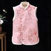 Midlife Women's Fashionable Floral Winter Vest - Cozy, Thick, Velvet-Lined Cardigan for Women Aged 60+