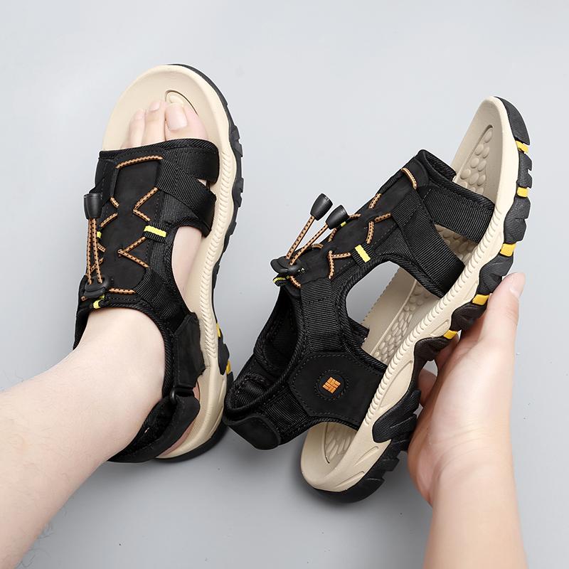 Fashion New Men's Sandals Soft Genuine Leather Sandals Shoes Men Large Size Outdoor Summer Shoes Comfort Beach Sandals Roman Men Shoes