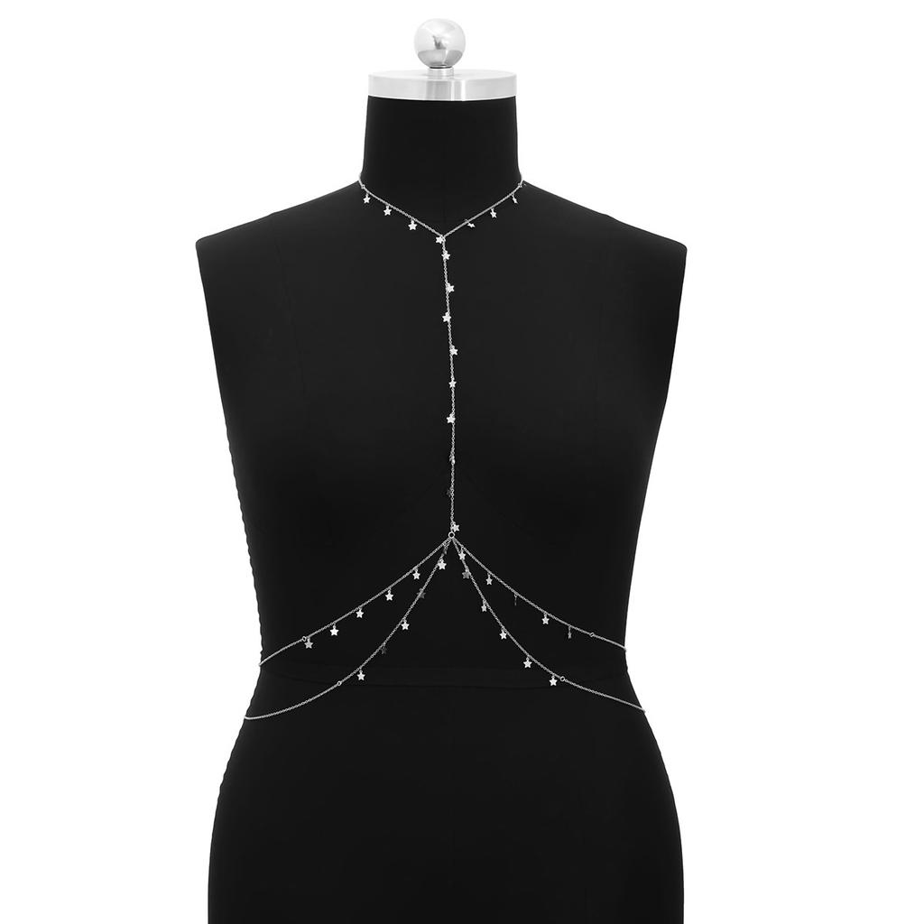 Beach Bikini Metal Multi-layered Chest Chain Sexy Star Tassel Chain Body Chain For Women