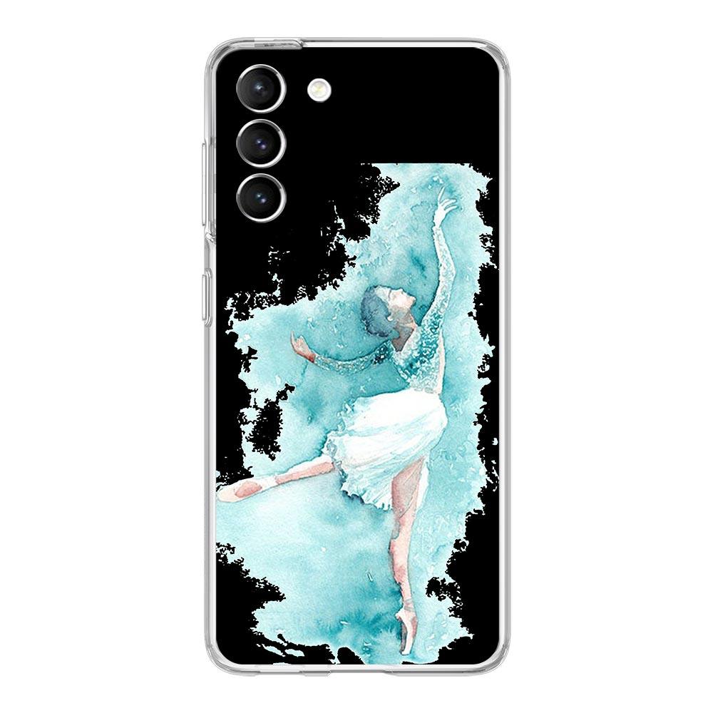 Simple Swan Dance Ballet Clear Phone Case For Samsung Galaxy S23 S22 5G S20 Ultra S21 FE 5G S10E S9 S8 S10 Plus Soft Back Cover