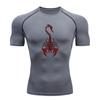 Men's Compression Fitness Sports T-Shirt, Red Tribal Scorpio
