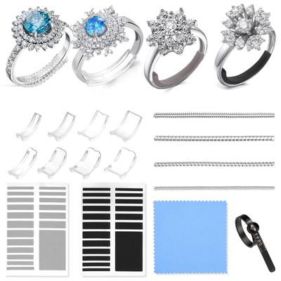 16 ks/sada Silikonový neviditelný průhledný prstenec nastavování velikosti ochranného prstence 8 spirálový silikonový utahovák EVA neviditelná nálepka