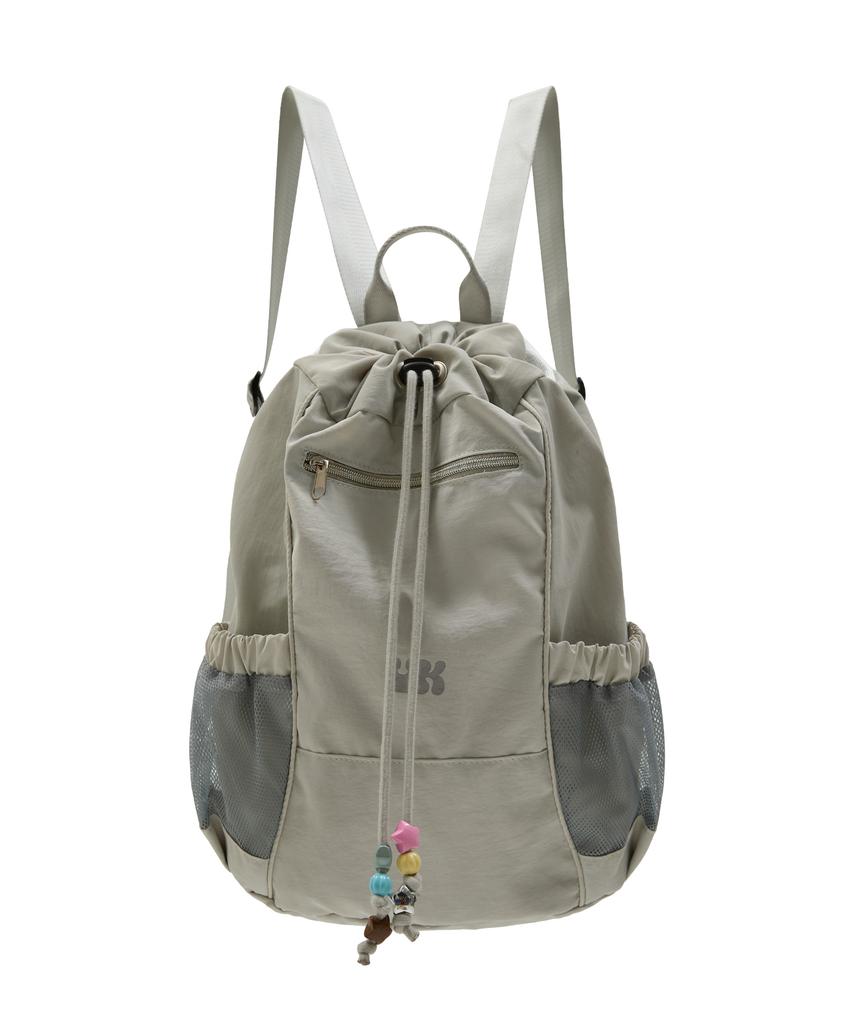 Waikei Beaded Nylon String Backpack Grey