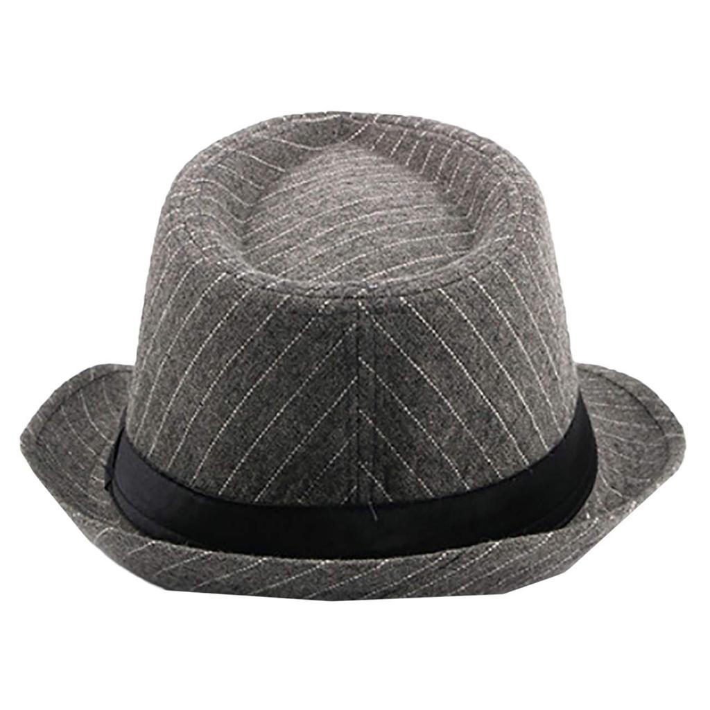 WHITE FANG Fedora with Black and CA288 Men's Stripes, Gray, Fall/Winter Style, (01 Black)