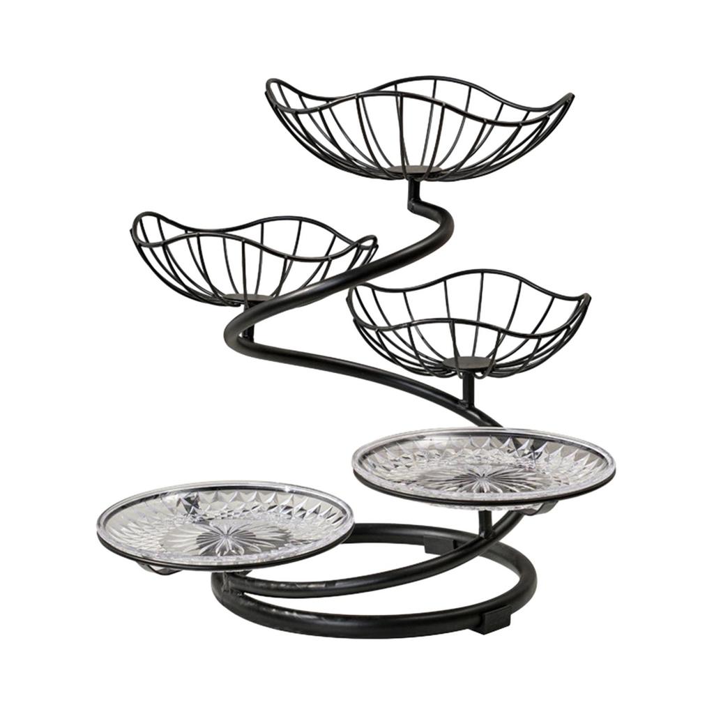 5 Tier Fruit Basket Bowl Large Capacity Wrought Iron Fruit Stand for Kitchen