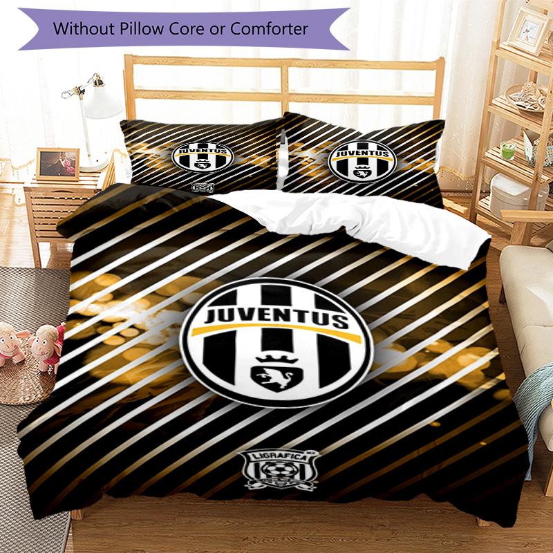 Juventus Football Club Printed Pattern Duvet Cover Set – includes 1 duvet cover and 2 matching pillowcases Bedroom decor Christmas gifts