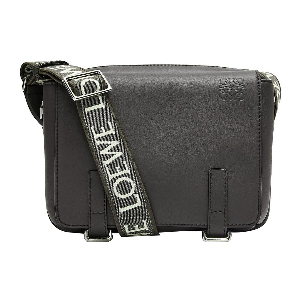 LOEWE Military Messenger Bag In Supple Smooth Calfskin And Jacquard Xs Dark Grey B553A72X27-1220