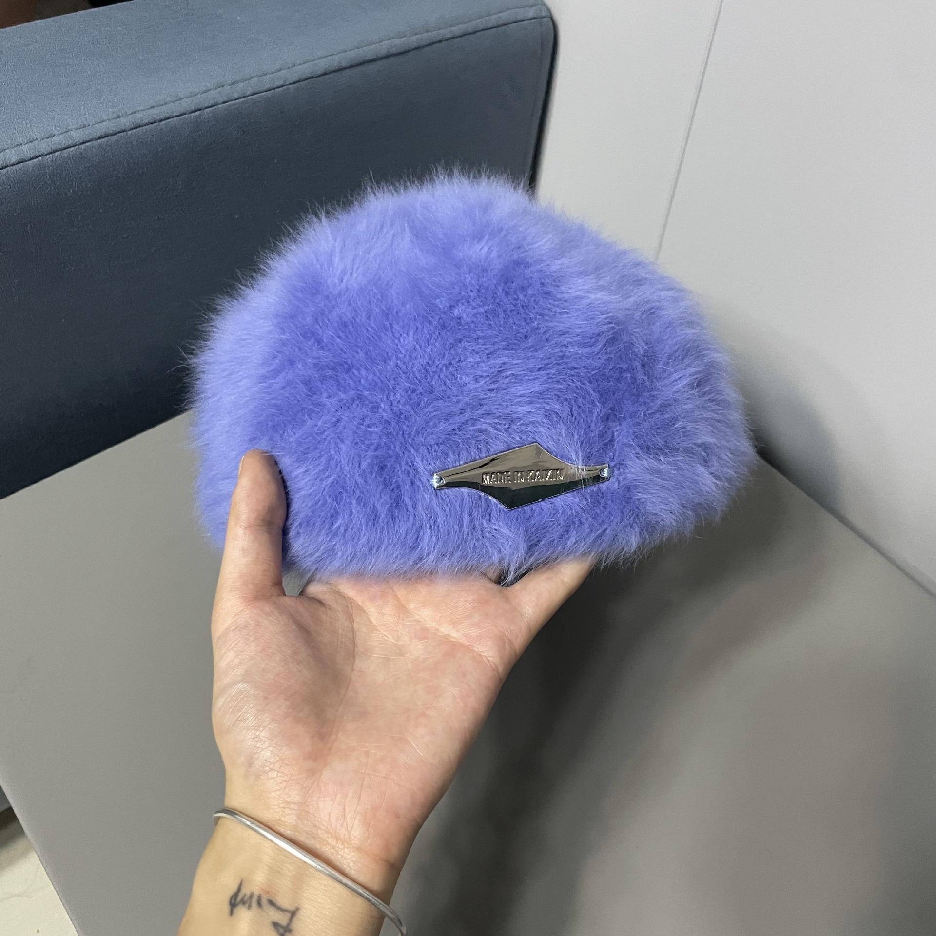 

Берет из кроличьего меха Iron Label Женский Для маленького лица Большая голова Круглый Корейский стиль Универсальный Плюшевый Носится назад Передняя шляпа M（56-58cm）