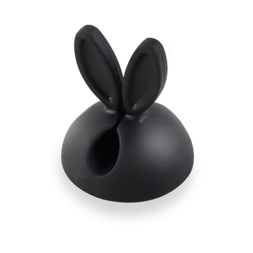 Милый фиксатор кабеля в виде зайчика для приборной панели автомобиля, зарядное устройство для офисного телефона, органайзер для кабелей, настольный органайзер, держатель для сматывания кабеля наушников чёрный