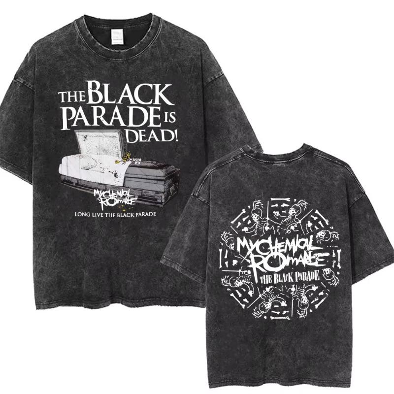 Gewaschenes Vintage My Chemical Romance The Black Parade Album Grafik T-Shirt Herren Damen Punk Emo Rock Übergroße T-Shirts Streetwear