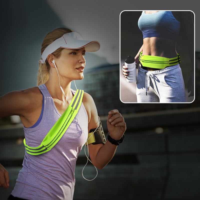 Augsion Running Pouch Reflective/High Elasticity/High Visibility/No Shaking/Waterproof/Sweatproof/Adjustable Belt Waist Pouch