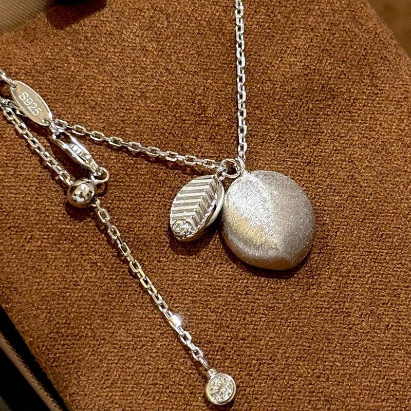 

New Vintage 100% Pure 925 Sterling Silver Pendant Small Round Beans Leaf Shape Necklaces For Women Luxury Wedding Jewelry