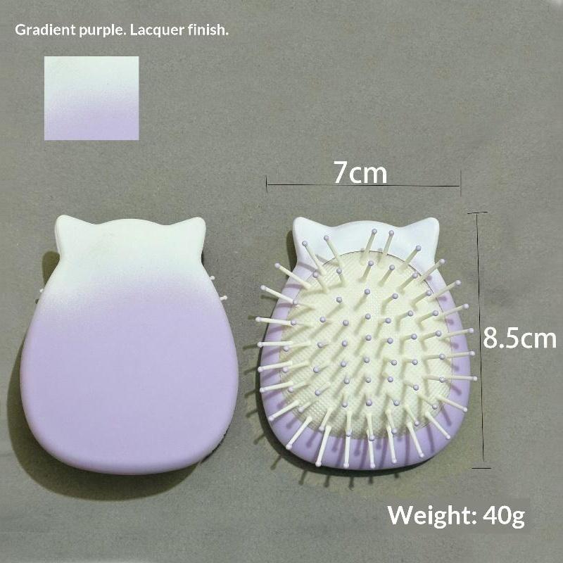 Mini Spazzola per Capelli Detangling Ombré Rosa con Orecchie da Gatto e Setole Morbide Massaggianti per Viaggio Uso Quotidiano Portafoglio