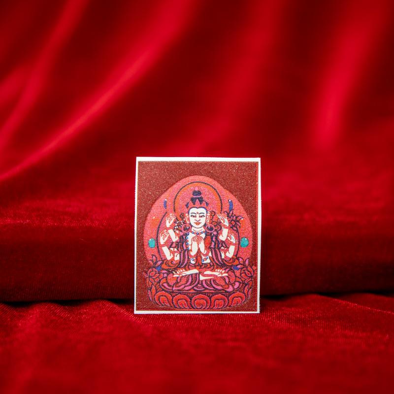 Tibetan Eight Protectors Cinnabar Mineral Sand Thangka Painting Core 4X5 - Birth Year Buddha