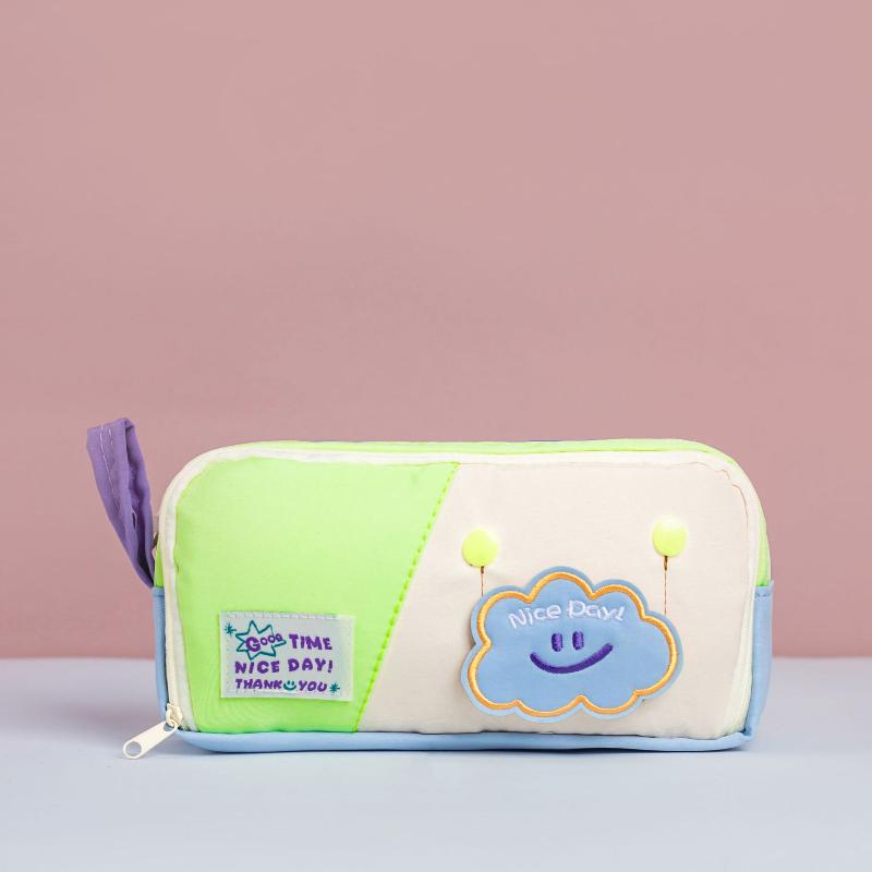 School Supplies Pencil Bag Cute Cartoon Design Large Capacity Double Layer A2