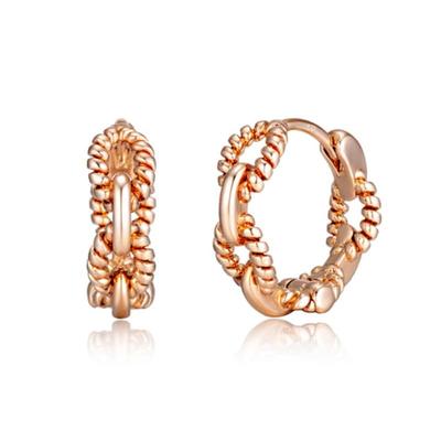 ELLE Jewelry 14K Twisted Clip One-Touch Earrings (Gold Pin) ELGPEE494