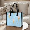 Cute Ice Cream Print Tote Bag Casual Reusable Shopping Handbag for Daily Use