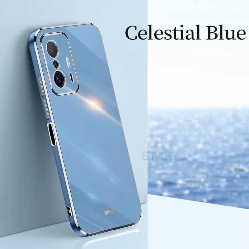 Lyxig Plätering Fyrkantig Stötfångare Ringhållare Telefonfodral För Xiaomi Mi 11t Pro 11 T Silikon Ställskydd På Xiomi Mi11 Mi11t 11tpro