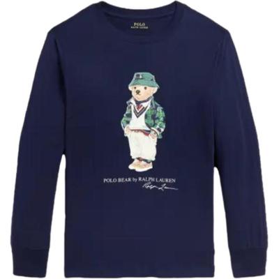 Polo Sweatshirt Graphic Print Crew Neck Kids Sweatshirts Blue CWPOTSHY8020-701