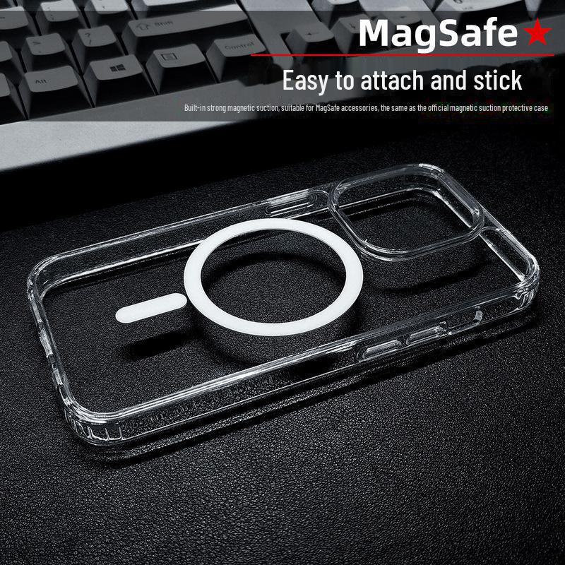 

Crystal Clear Magnetic Case for Apple iPhone 14 Pro Max - Anti-Fall Soft Cover with MagSafe Technology transparent. 14 (6.1 inches) прозрачный