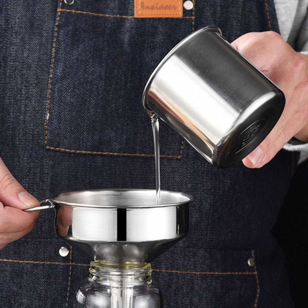 Stainless Steel Wine Funnels Foldable Handle Oil Funnels Multifunctional Kitchen Funnels  Canning