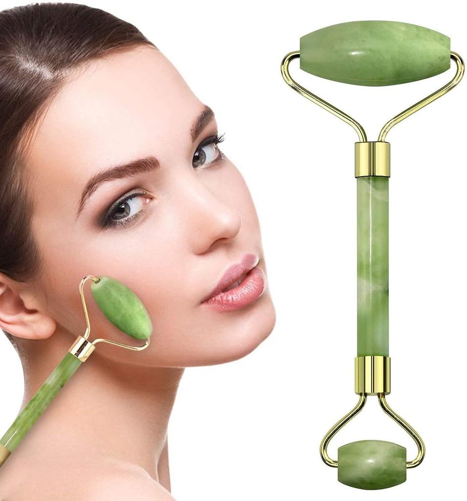AMENDAS Roller Double Sided Facial Massager Natural Stone Massage Beauty Tool for Face Neck Toning, Firming Serum Application Massage Tool - (1pc