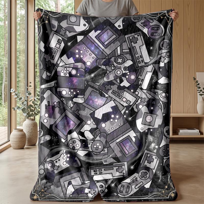 Cosmic Gamepad Design blanket Personalized Name Flannel Blanket Soft Cozy Plush Throw for Sofa Bed Lightweight Home Decor