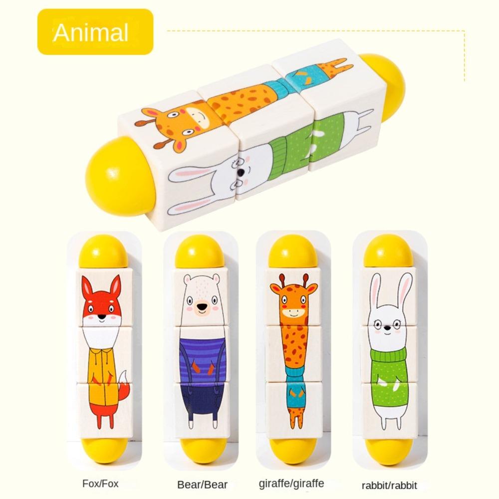 

3D Деревянная Вращающаяся Головоломка Раннее Развитие Хватка Строительные Блоки Игрушки Деревянная Пазл Малыш style B