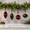 6Pcs Onion Shaped Rhinestone Christmas Bauble Flocked Xmas Tree Pendant  Holiday Party