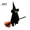 Festive Party Atmosphere Accessory Halloween Ghost Witch Broom Hanging Ornament, Spooky Hat Floating Prop Pendants for Indoor Outdoor Haunted