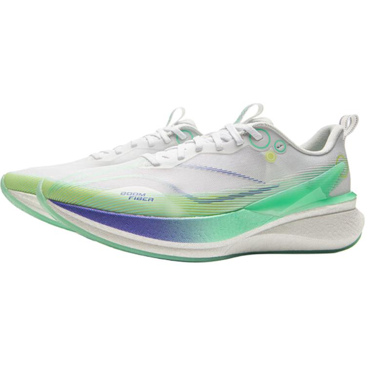 Li Ning Kids Running Shoes Comfortable Non-Slip Wear-Resistant Low-Top Men Sneaker White Fluorescent-Green YKFV112-7
