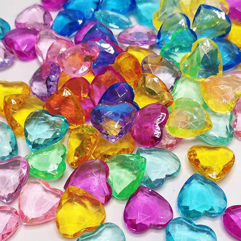 100 PEZZI Diamanti Acrilici a Forma di Cuore 25MM Bomboniere per Feste Compleanni Bambini Carnevale Tesoro Premi per la Classe Regali per Ragazze