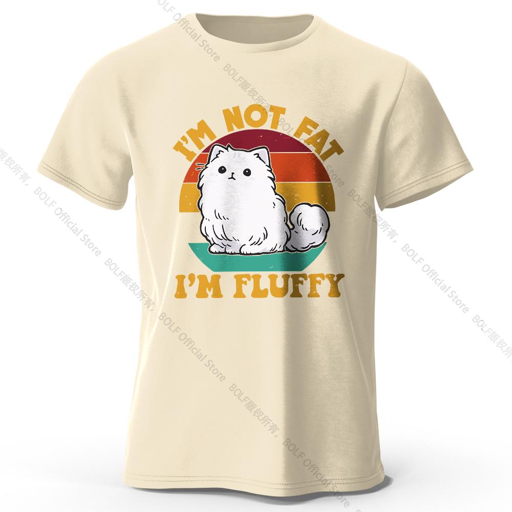 Men's I Am Not Fat I Am Fluffy Printed T-Shirt 100% Cotton Oversized Humor Graphic Tees for Women Summer Tops Kawaii Streetwear