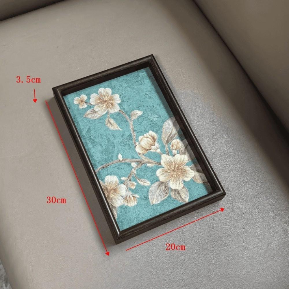 Snack Tray 20x30CM Tea Tray Golden Flower Flower Square Dessert Tray Exquisite Design Blue Bottom Serving Tray Foyer