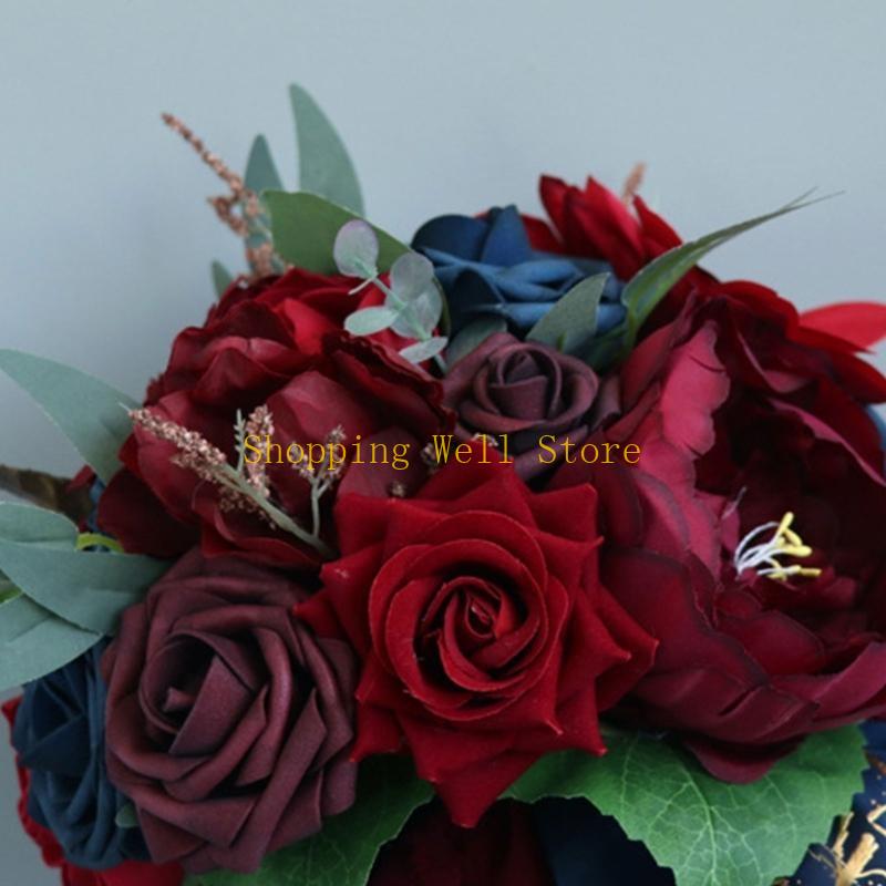 KX4B Künstlicher Strauß Hochzeitsstrauß Romantischer Strauß Brautstrauß Brautjungfernstrauß