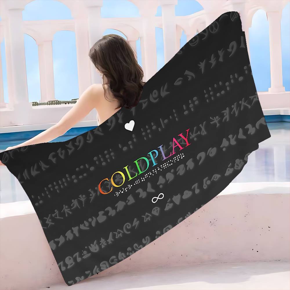 Klassische Pop-Rock-Band C-Coldplay Mikrofaser Bedrucktes Strandtuch Bergsteigen Yoga Strand Schwimmen Laufen Saugfähiges Handtuch