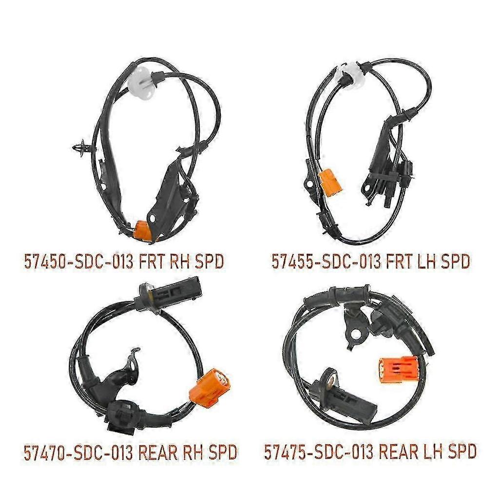 4pcs Front Rear Abs Wheel Speed Sensor 57455-sdc-013 57450-sdc-013 For Tsx 2004-2008 Accord 2003-20