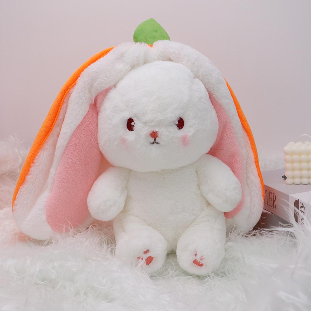 25 cm căpșuni morcov iepure jucărie de pluș umplută pungă creativă în fructe Transformă bebeluș iepuraș păpușă de pluș pentru copil