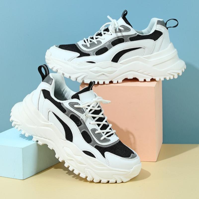 Unisex Platform Sneakers Breathable Mesh Chunky Shoes Non-slip Height Increasing Sports Shoes for Outdoor Running Jogging Traveling