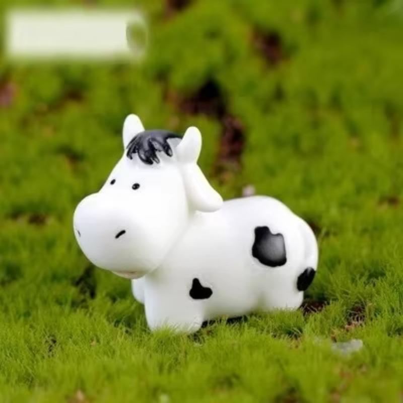 3PCS Cow Family Mini Animal Statue Model Car Ornament Craft Bonsai Decor Miniature Home Fairy Garden Decoration DIY Accessories