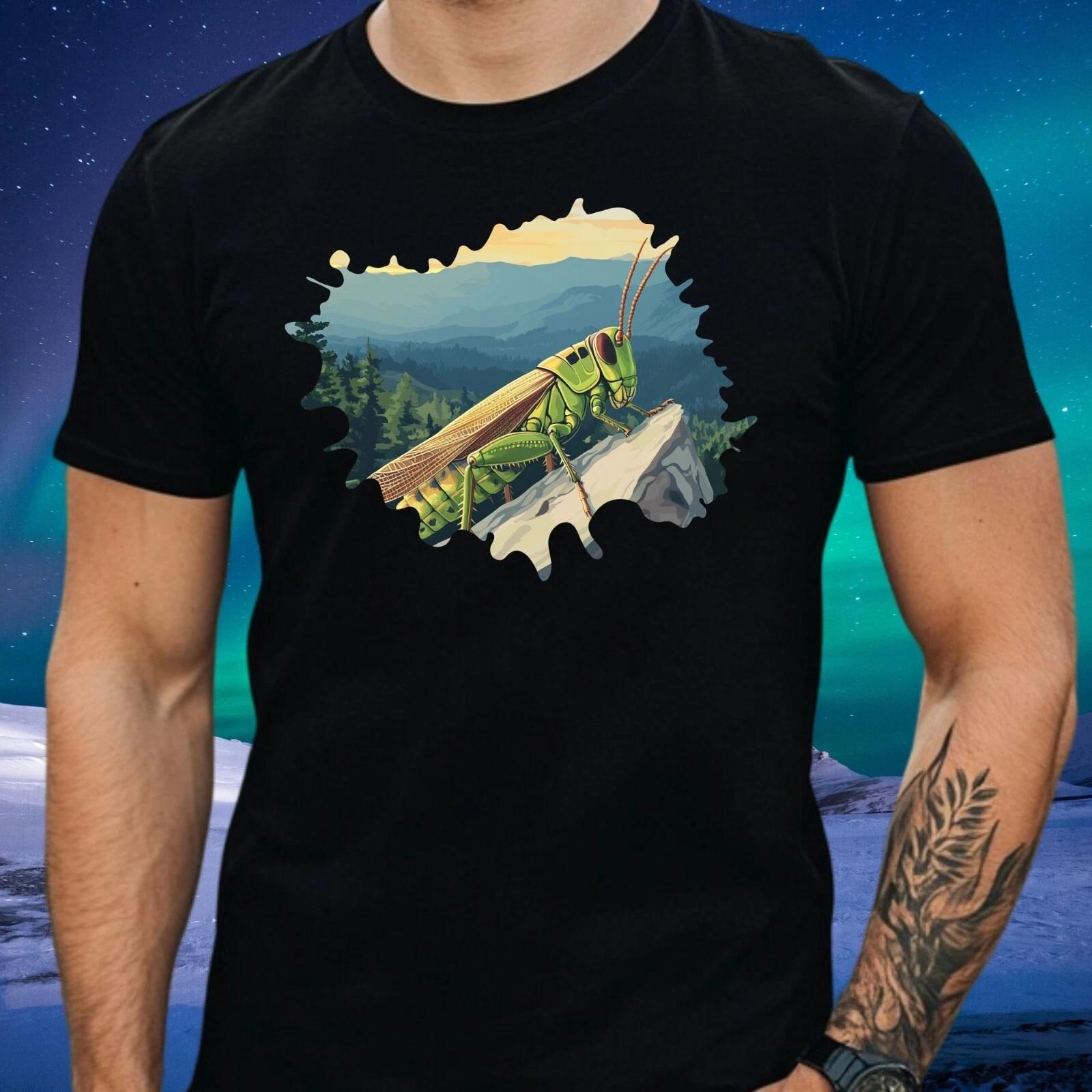 T-Shirt Herren Grashüpfer auf dem Berg Motiv Baumwolle Größe XS bis 5XL XXXXL