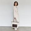 Leather Strap Canvas Bag - Brown